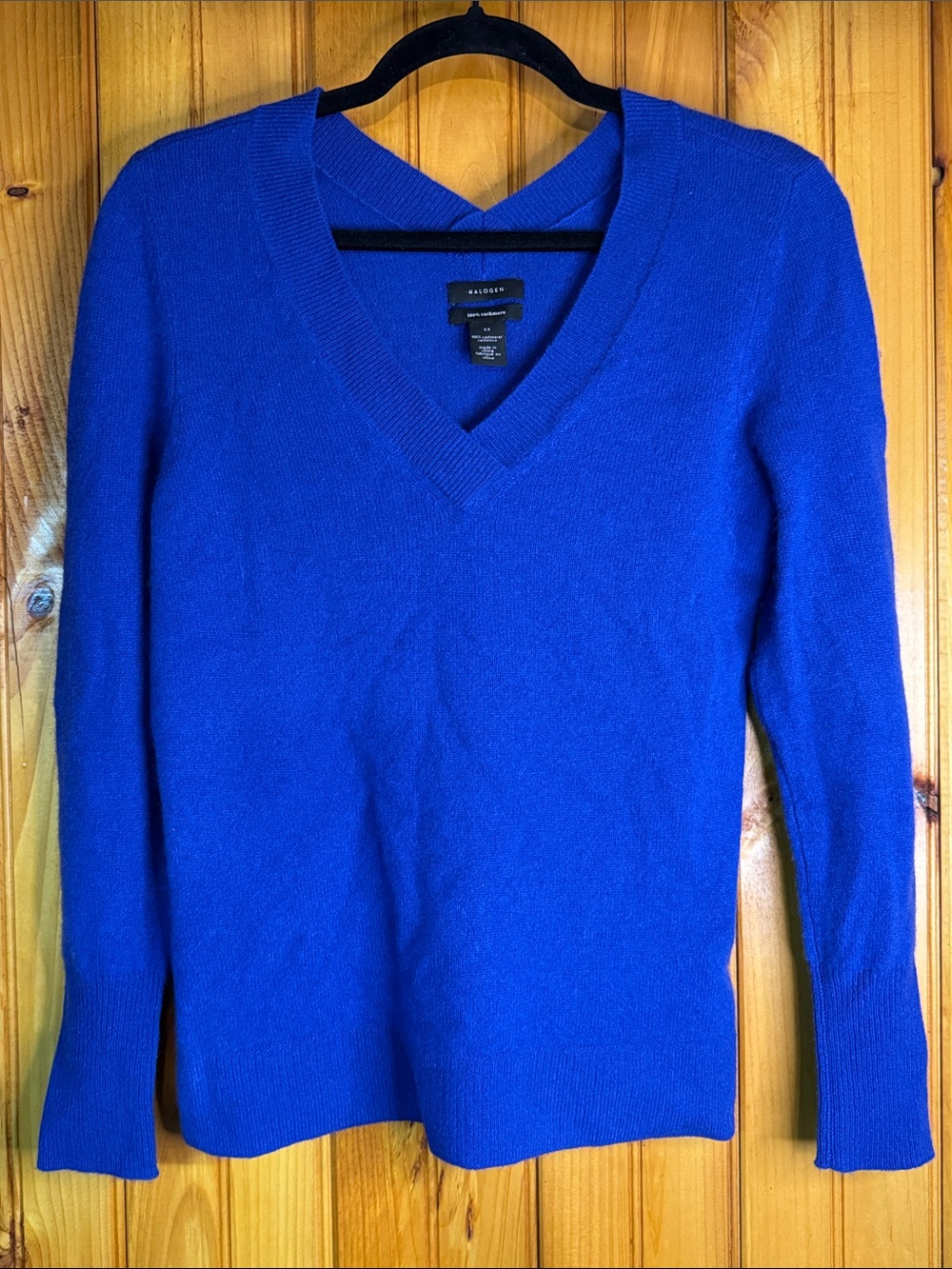 Halogen 100% Cashmere Cobalt Blue V-Neck Sweater